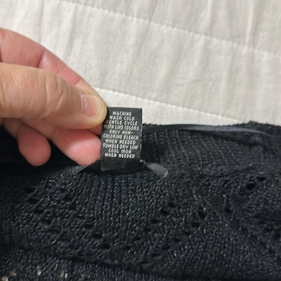 ALFANI PM Cable Eyelet Knit Cropped Quarter Sleeve Open Front Cardigan - Picture 9 of 11